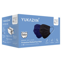 Yukazan Adult 4ply Navy Blue & Cool Black Protective Respirator Face Mask (50 Pcs/Box)