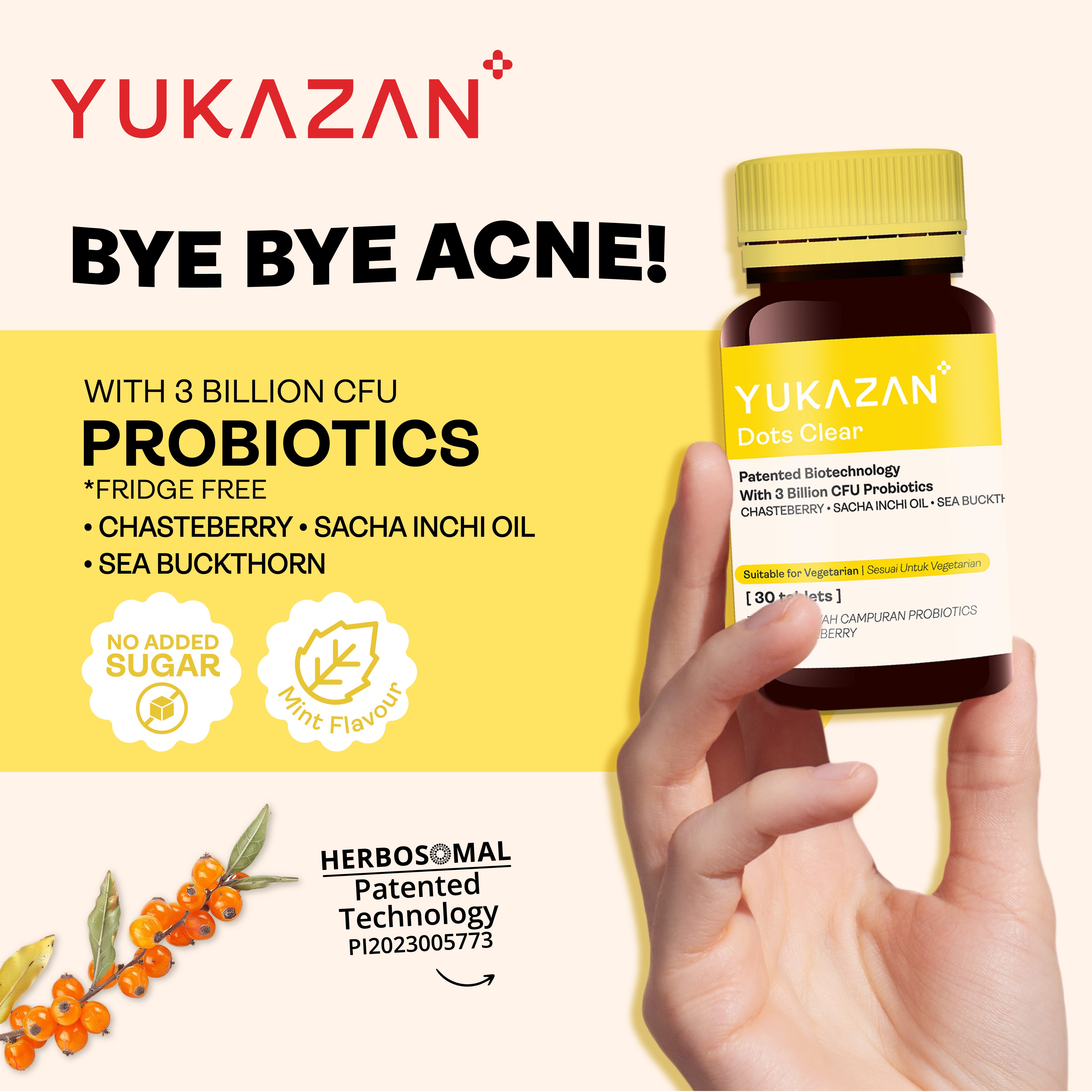 Yukazan Dots Clear 30's Chewable Supplement Reduce Acne / Lighten Scars / Anti Acne / Skin Clarity