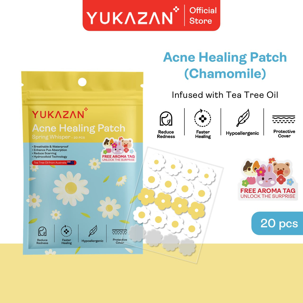 Yukazan Hydrocolloid Acne Healing Patch 20's