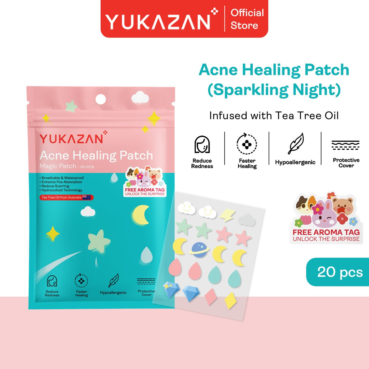 Yukazan Hydrocolloid Acne Healing Patch 20's