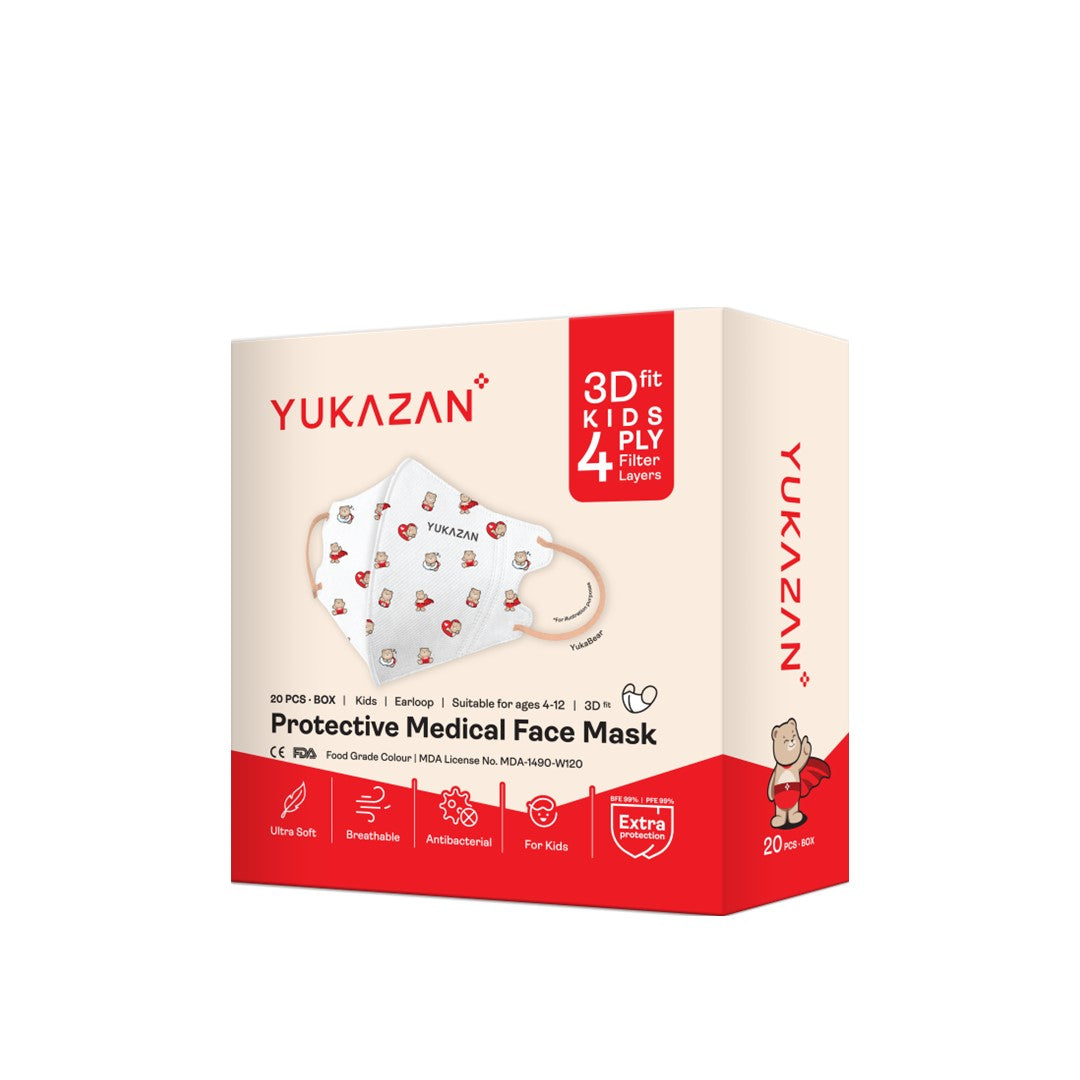 Yukazan Kids 4ply 3D Fit Yukabear Protective Medical Face Mask (20 Pcs/Box)