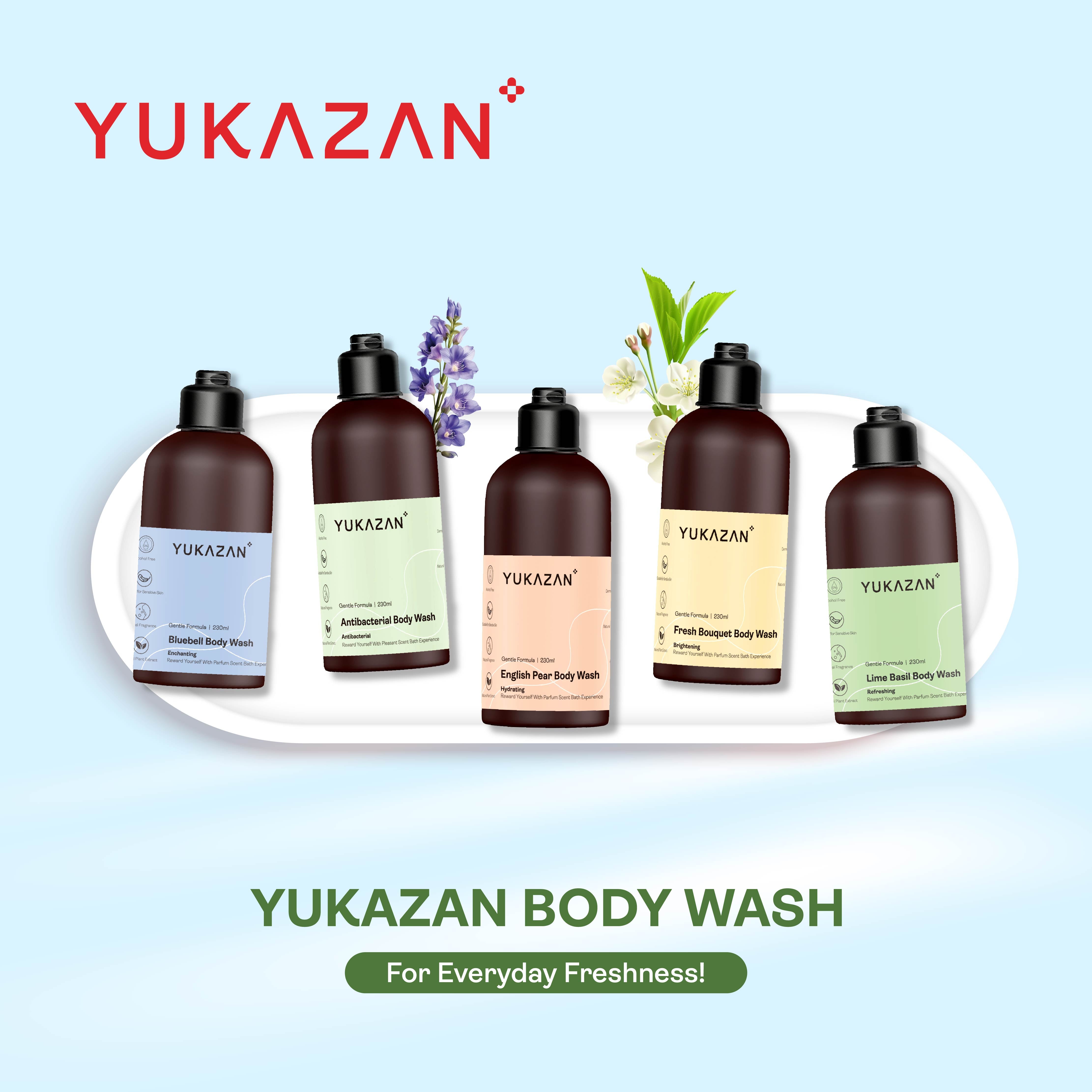 Yukazan Lime Basil Body Wash 230ml Shower Foam / Antibacterial and Alcohol Free / Body Shampoo