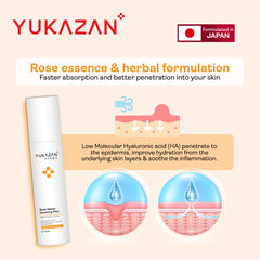 Yukazan Derma Rose Water Soothing Mist 120ml Dermatologically Tested for Acne Sensitive Skin