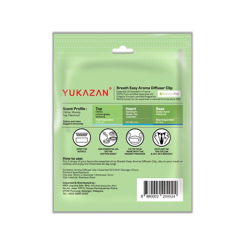 Yukazan Breath Easy Aroma Diffuser Clip (Morning Grass) - Yukazan Official Store